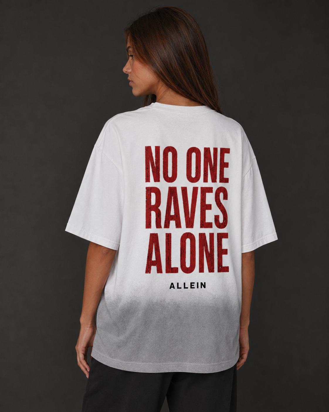 ALLEIN White NO ONE RAVES ALONE