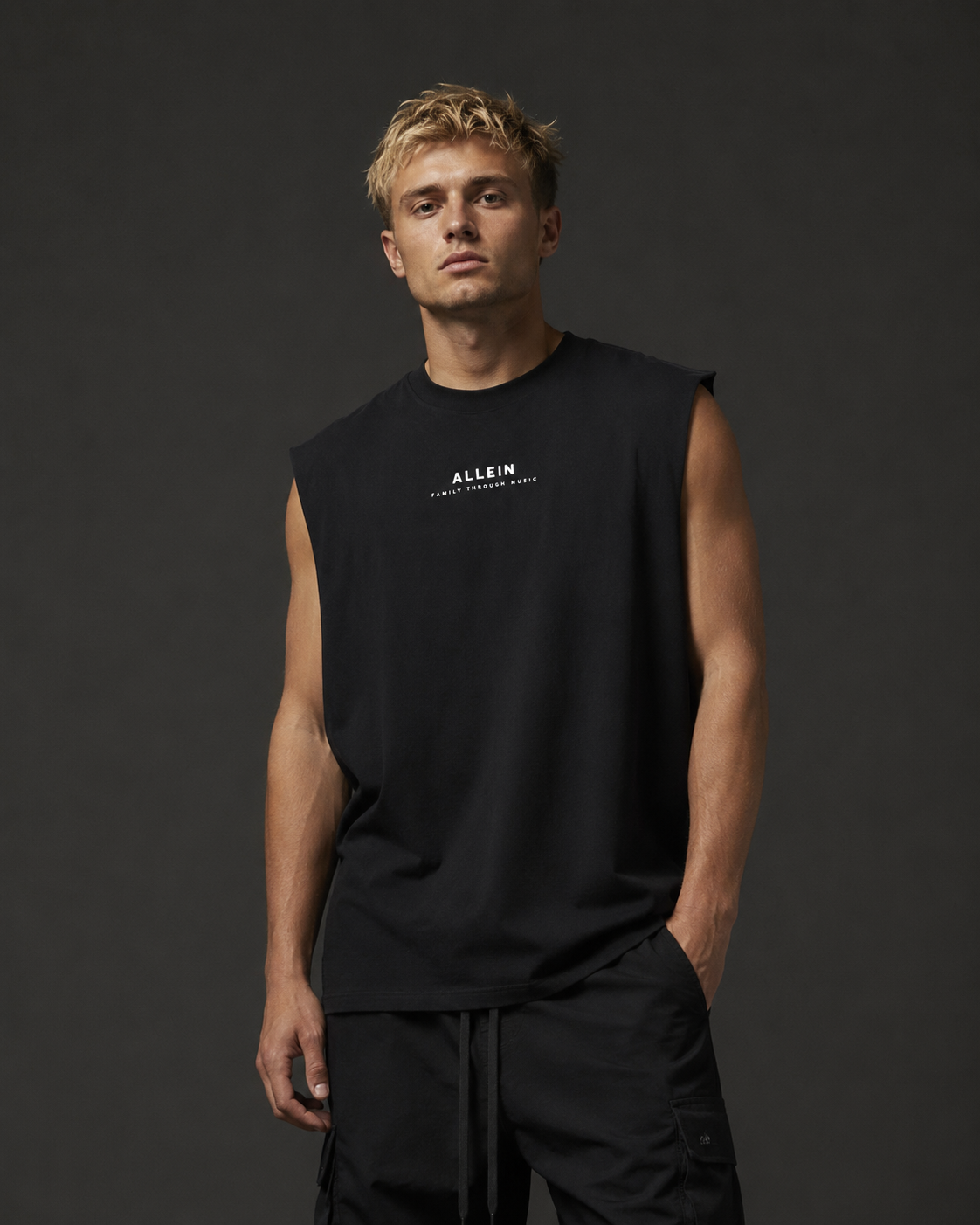 ALLEIN Basic Black Cotton Tank Top