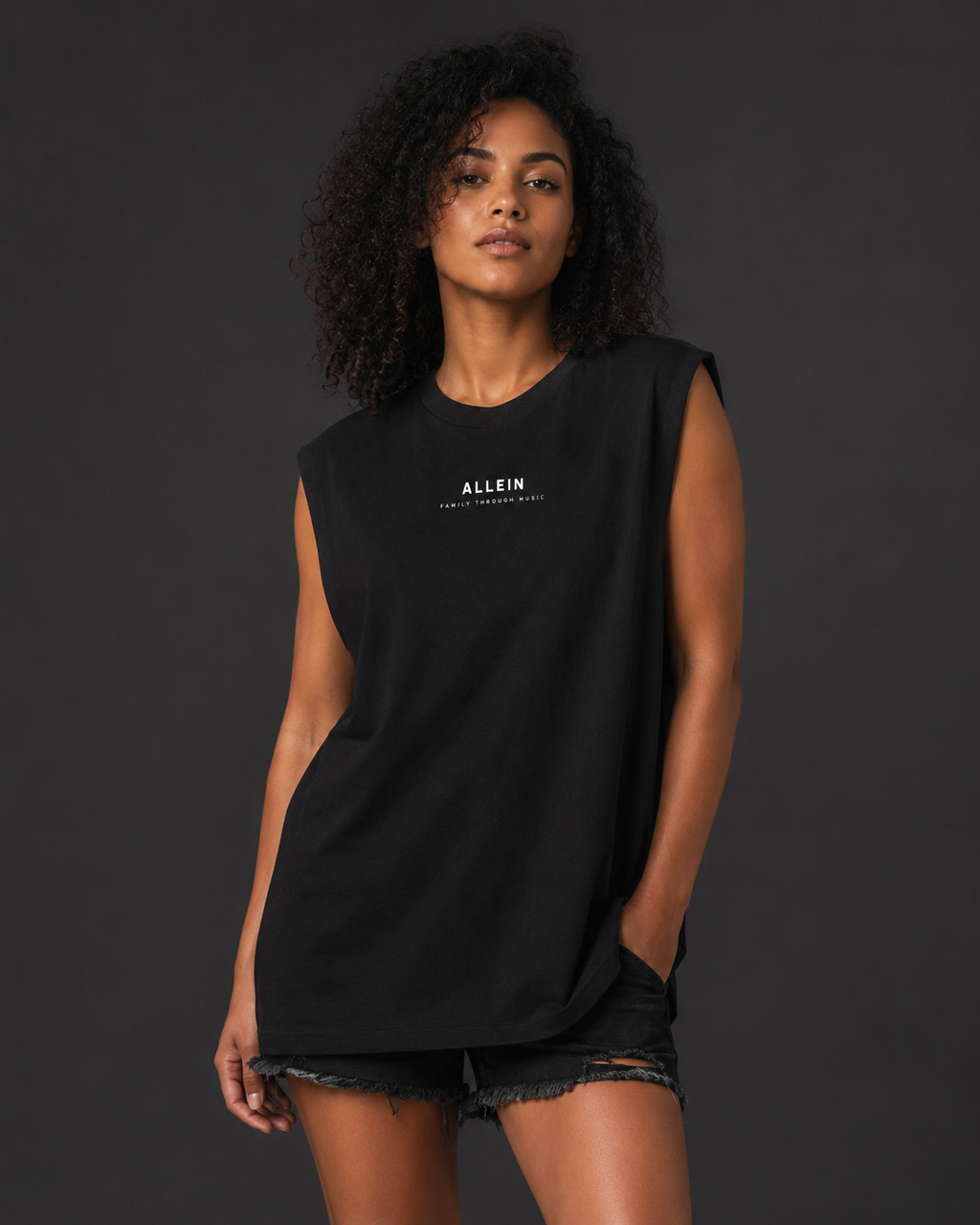 ALLEIN Basic Black Cotton Tank Top