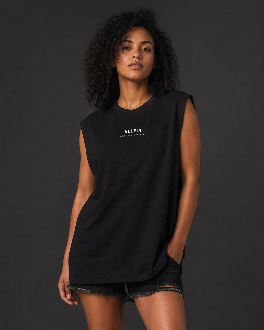 ALLEIN Basic Black Cotton Tank Top